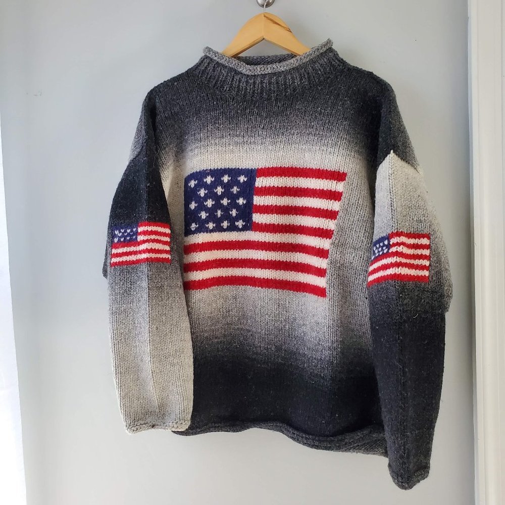 Women's patriotic 100% wool sweater.